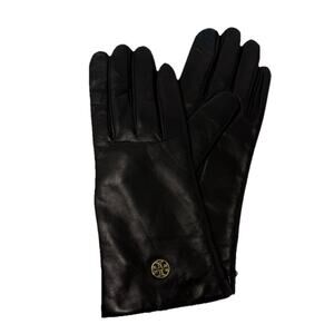 NWT Tory Burch Ribbed Merino Wool Hat and Gloves Mittens Set Black one size Tory Burch Color block Logo Mitten BNWT main image 2